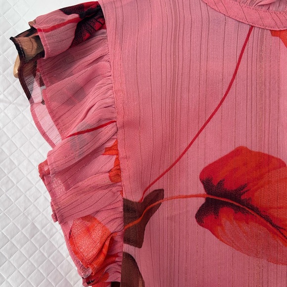 Express Pink and Brown Floral blouse - Picture 4 of 9